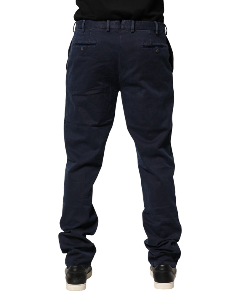 Santaniello Pantalon Chino Skinny Bleu Foncé Taille Mi-haute