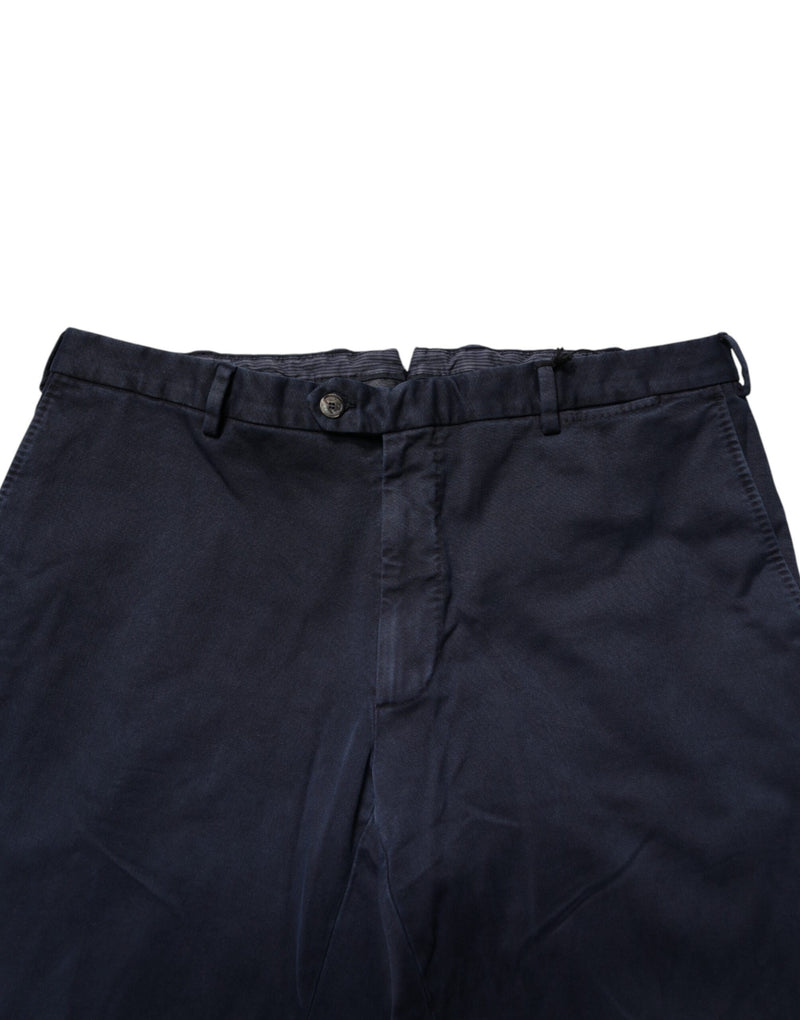 Santaniello Pantalon Chino Skinny Bleu Foncé Taille Mi-haute