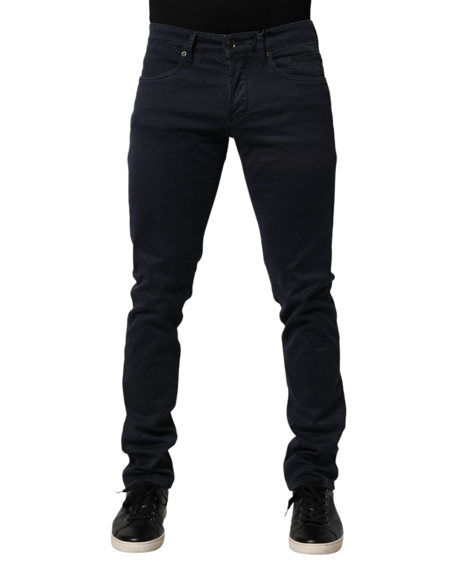Siviglia Black Mid Waist Cotton Skinny Denim Men Trouser Jeans