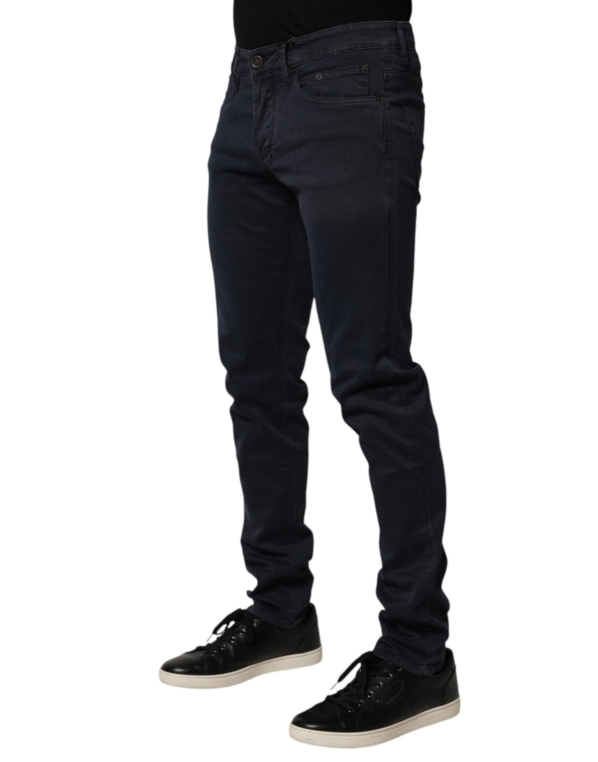 Siviglia Black Mid Waist Cotton Skinny Jeans for Men