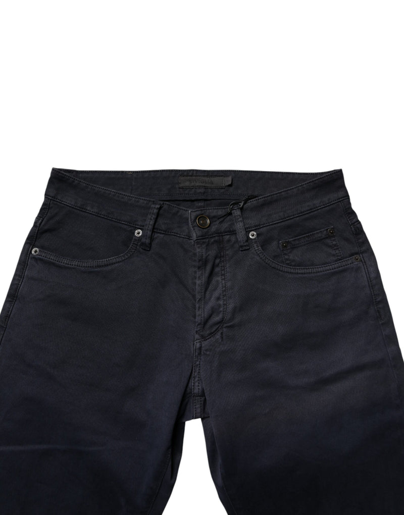 Siviglia Zwarte Mid Waist Katoenen Skinny Denim Heren Broek Jeans