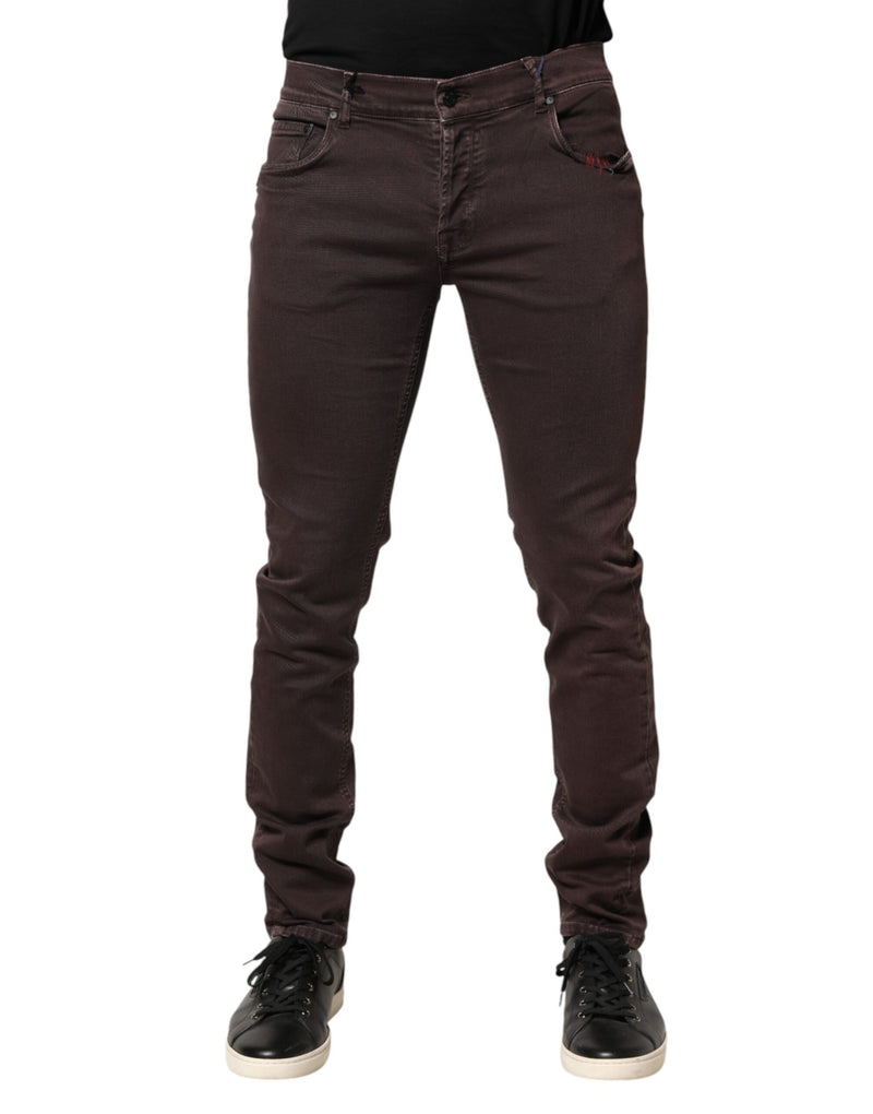 Daniele Alessandrini Bruine Katoenen Mid Waist Skinny Heren Denim Jeans