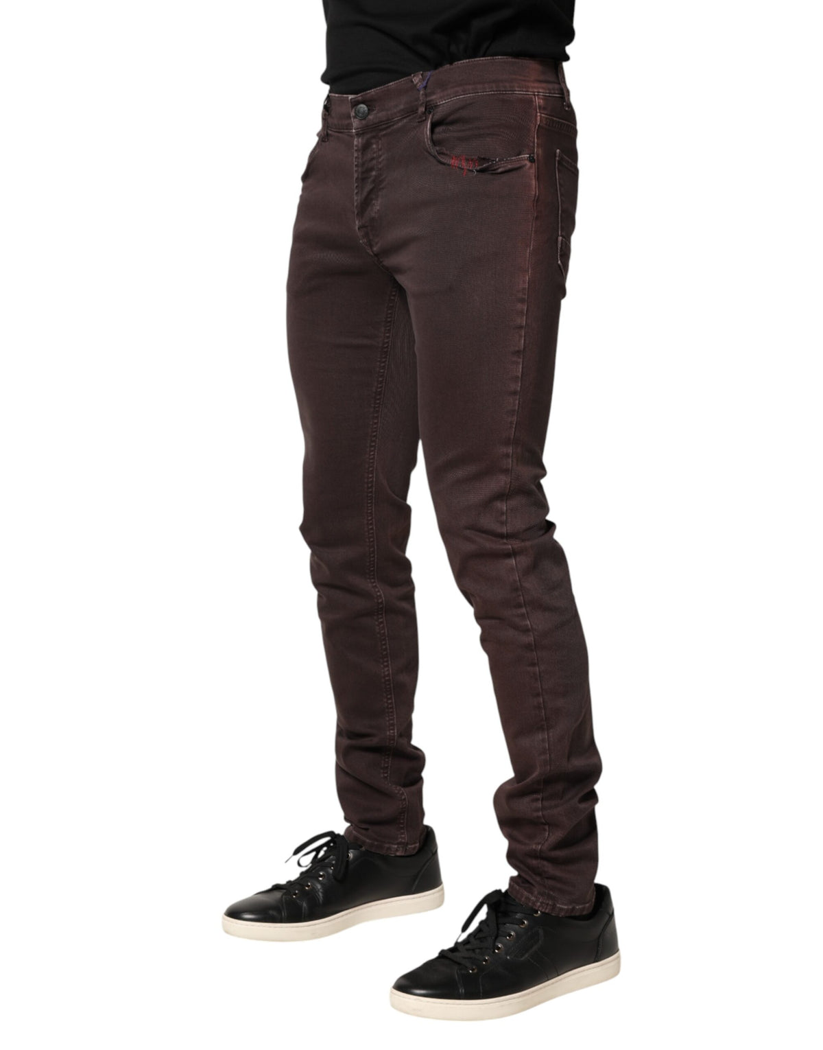 Daniele Alessandrini Brown Mid Waist Skinny Jeans for Men