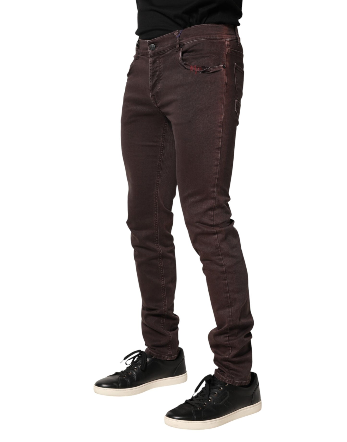 Daniele Alessandrini Bruine Katoenen Mid Waist Skinny Heren Denim Jeans