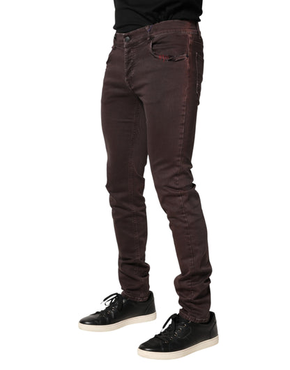 Daniele Alessandrini Bruine Katoenen Mid Waist Skinny Heren Denim Jeans