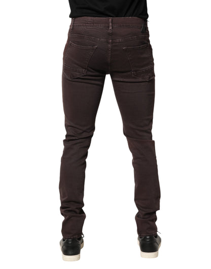 Daniele Alessandrini Bruine Katoenen Mid Waist Skinny Heren Denim Jeans