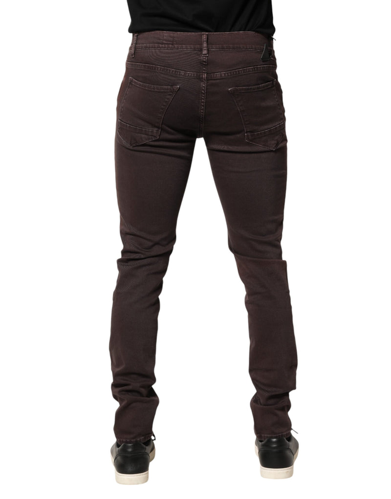 Daniele Alessandrini Bruine Katoenen Mid Waist Skinny Heren Denim Jeans