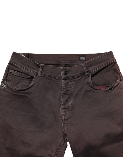 Daniele Alessandrini Bruine Katoenen Mid Waist Skinny Heren Denim Jeans