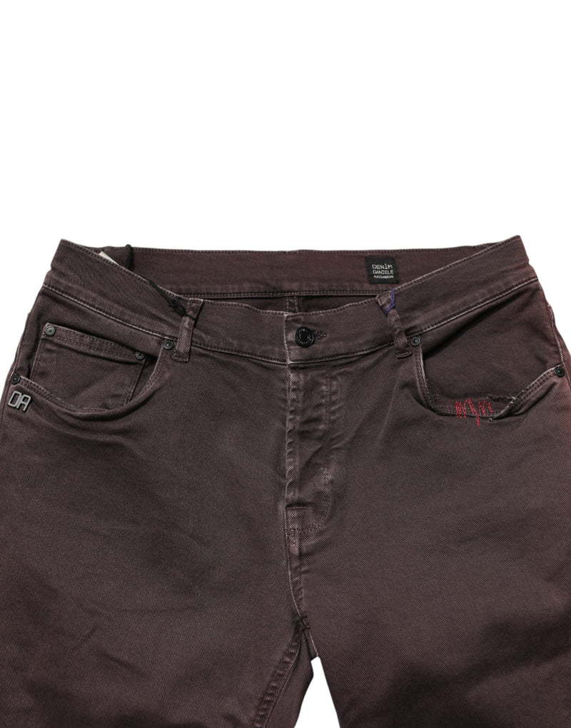 Daniele Alessandrini Bruine Katoenen Mid Waist Skinny Heren Denim Jeans