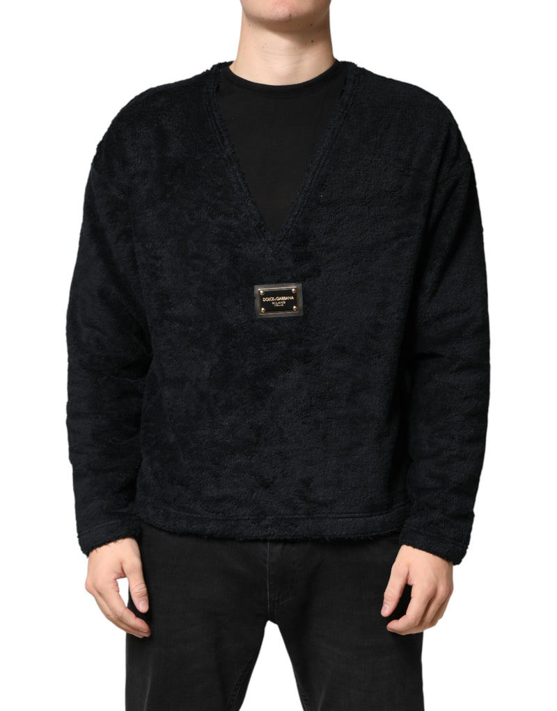 Sweat-shirt Dolce &amp; Gabbana noir en coton à col V pour homme