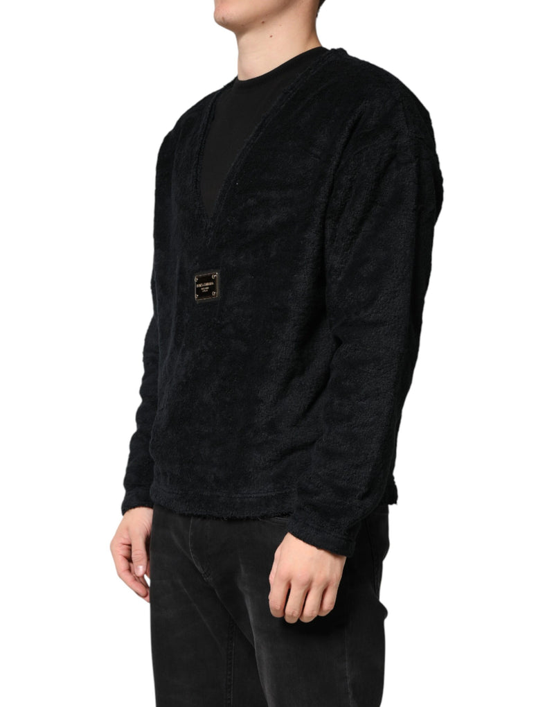 Sweat-shirt Dolce &amp; Gabbana noir en coton à col V pour homme