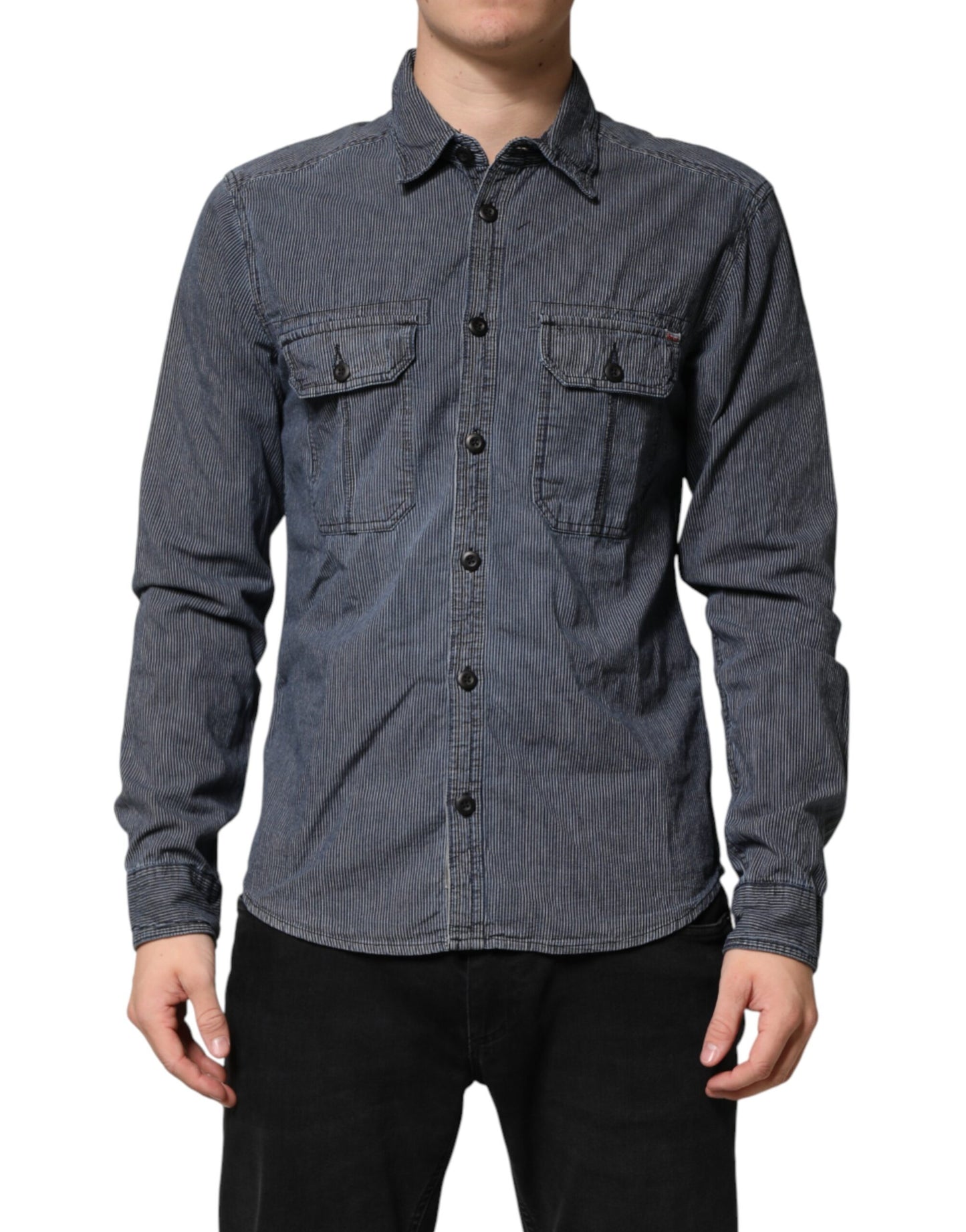 Jack & Jones Blauw Wit Overhemd met Knoopsluiting Lange Mouwen Heren Spijkeroverhemd