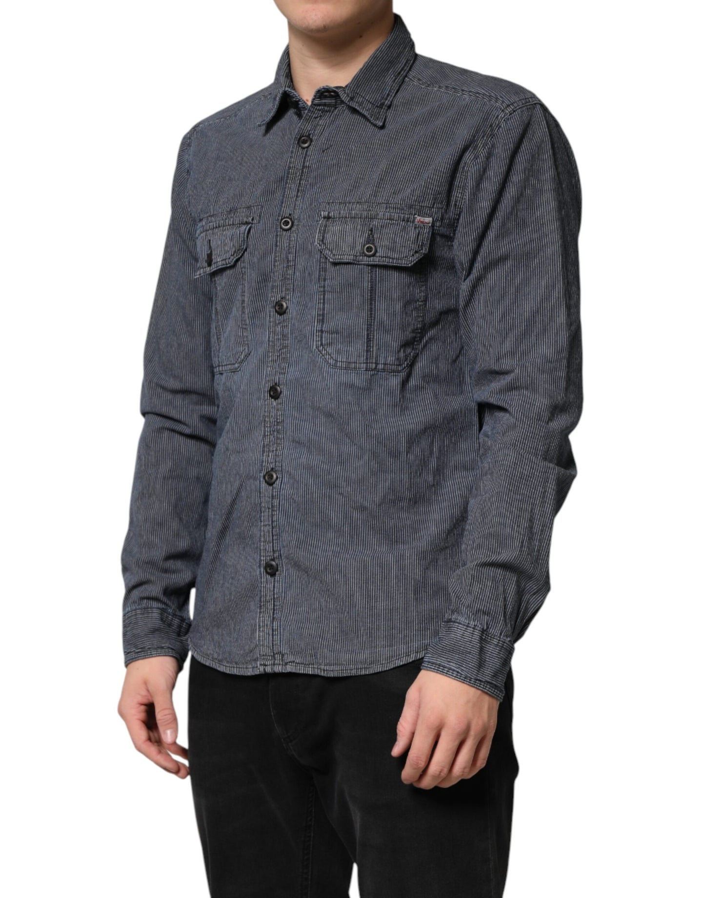Jack & Jones Blauw Wit Overhemd met Knoopsluiting Lange Mouwen Heren Spijkeroverhemd