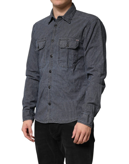 Jack & Jones Blauw Wit Overhemd met Knoopsluiting Lange Mouwen Heren Spijkeroverhemd