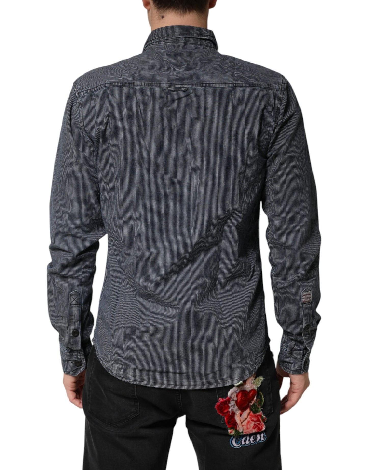 Jack & Jones Blauw Wit Overhemd met Knoopsluiting Lange Mouwen Heren Spijkeroverhemd