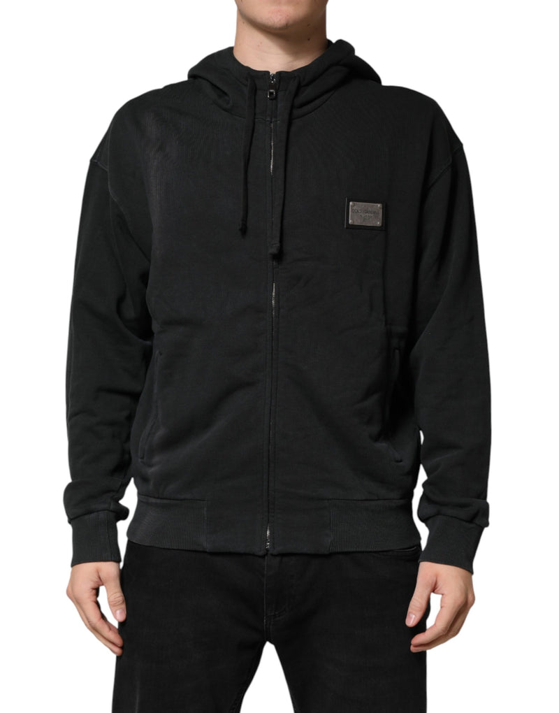 Dolce & Gabbana Black Full Zip Hooded Men Sweatshirt