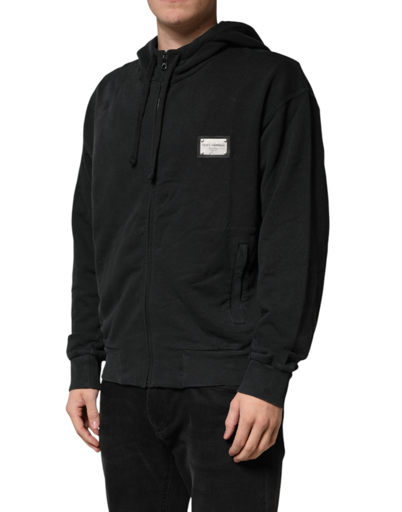 Dolce & Gabbana Black Full Zip Hooded Men Sweatshirt