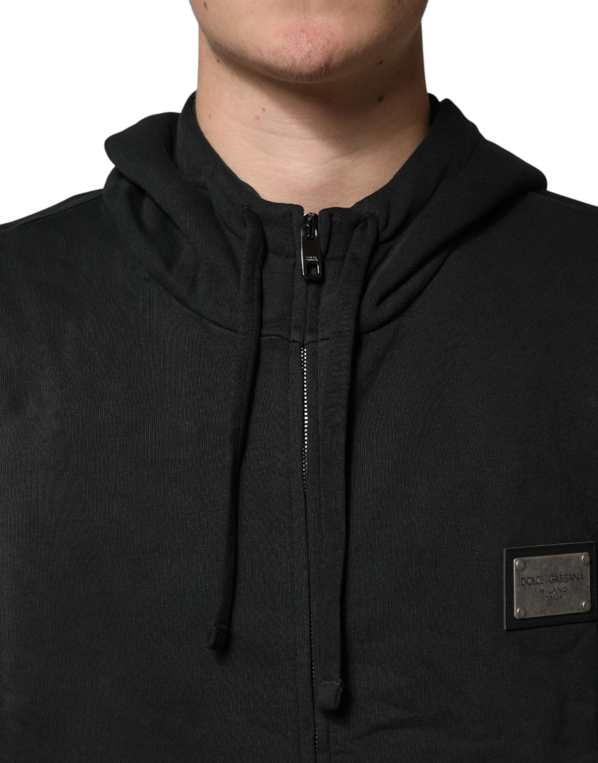 Dolce & Gabbana Black Full Zip Hooded Men Sweatshirt