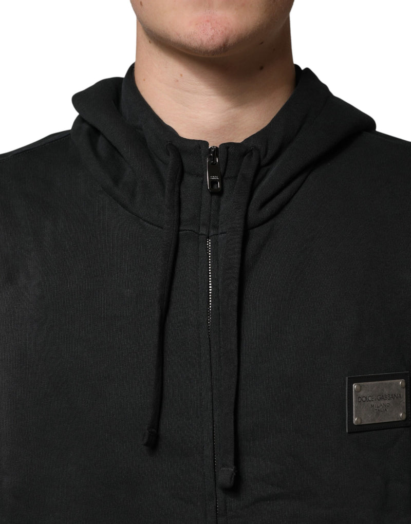 Dolce & Gabbana Black Full Zip Hooded Men Sweatshirt