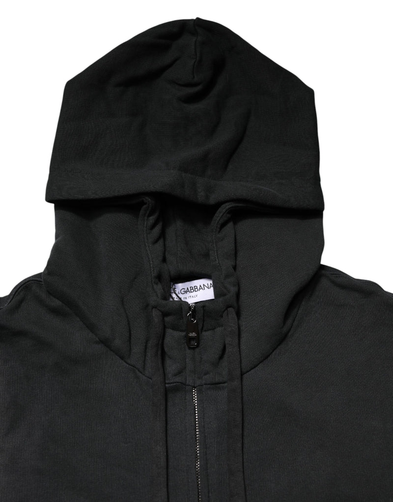 Dolce & Gabbana Black Full Zip Hooded Men Sweatshirt