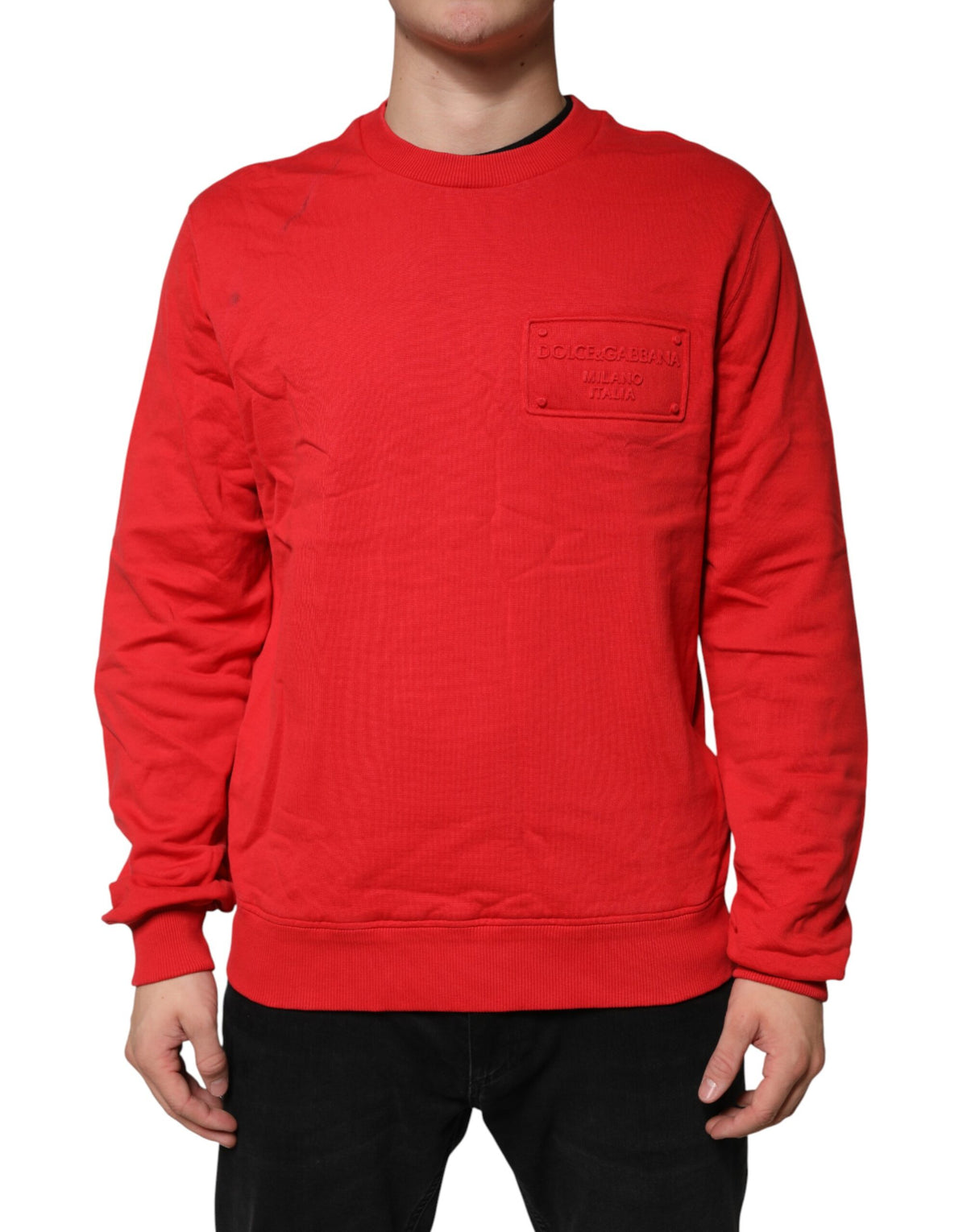 Sweat-shirt Dolce &amp; Gabbana rouge à logo en coton, col rond