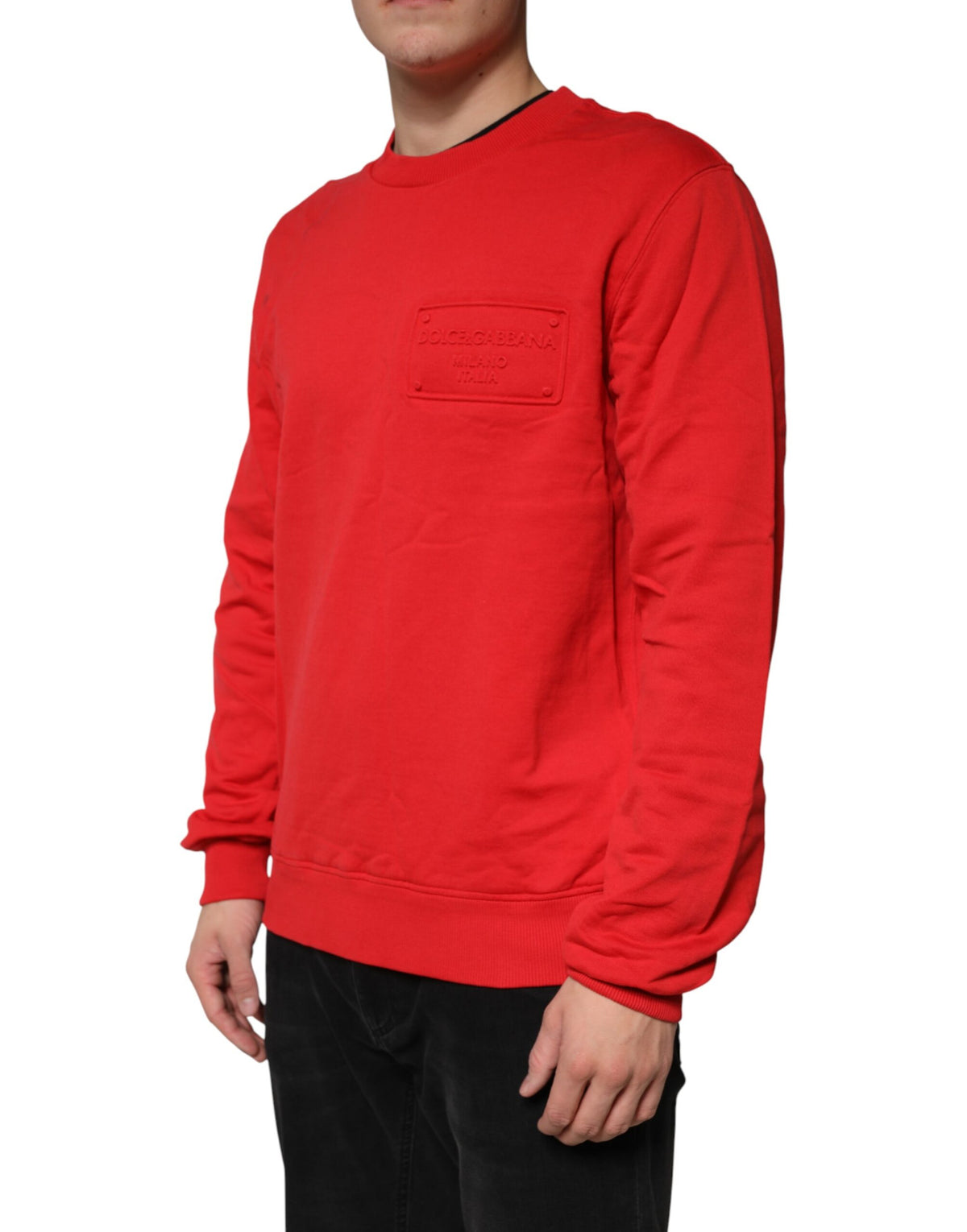 Sweat-shirt Dolce &amp; Gabbana rouge à logo en coton, col rond