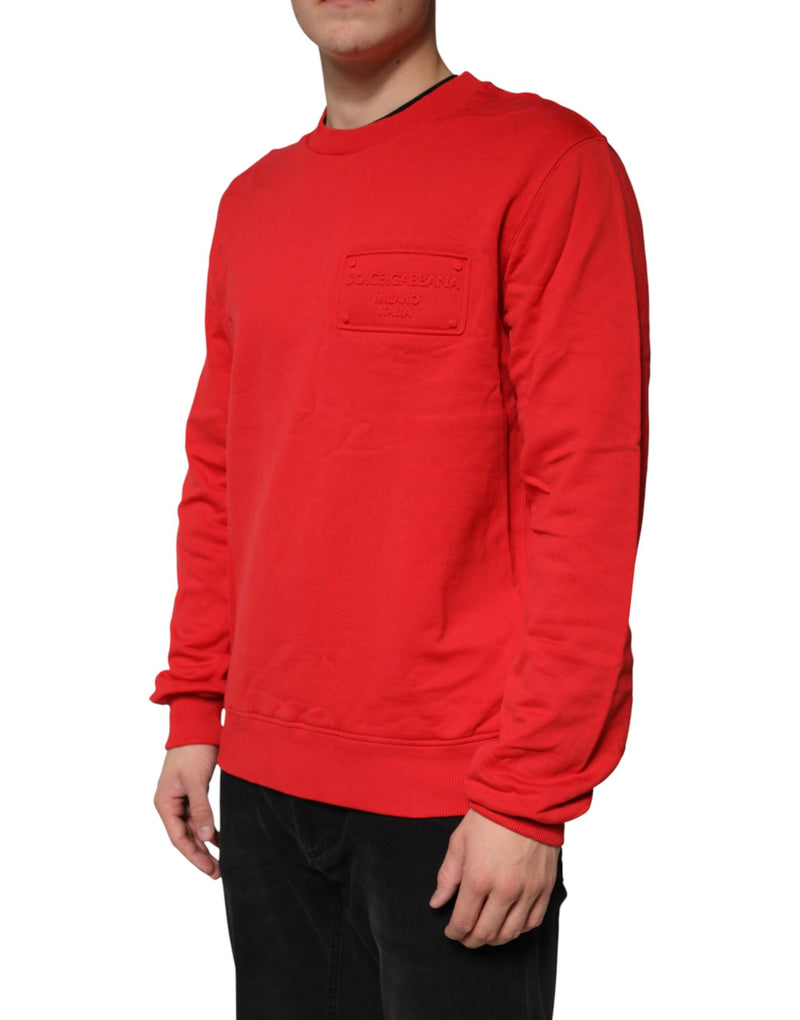 Dolce &amp; Gabbana Rode Logo Katoenen Sweatshirt Trui met Ronde Hals