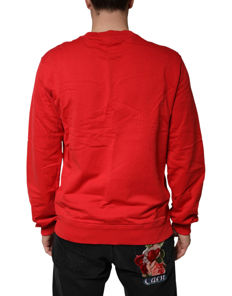 Dolce &amp; Gabbana Rode Logo Katoenen Sweatshirt Trui met Ronde Hals