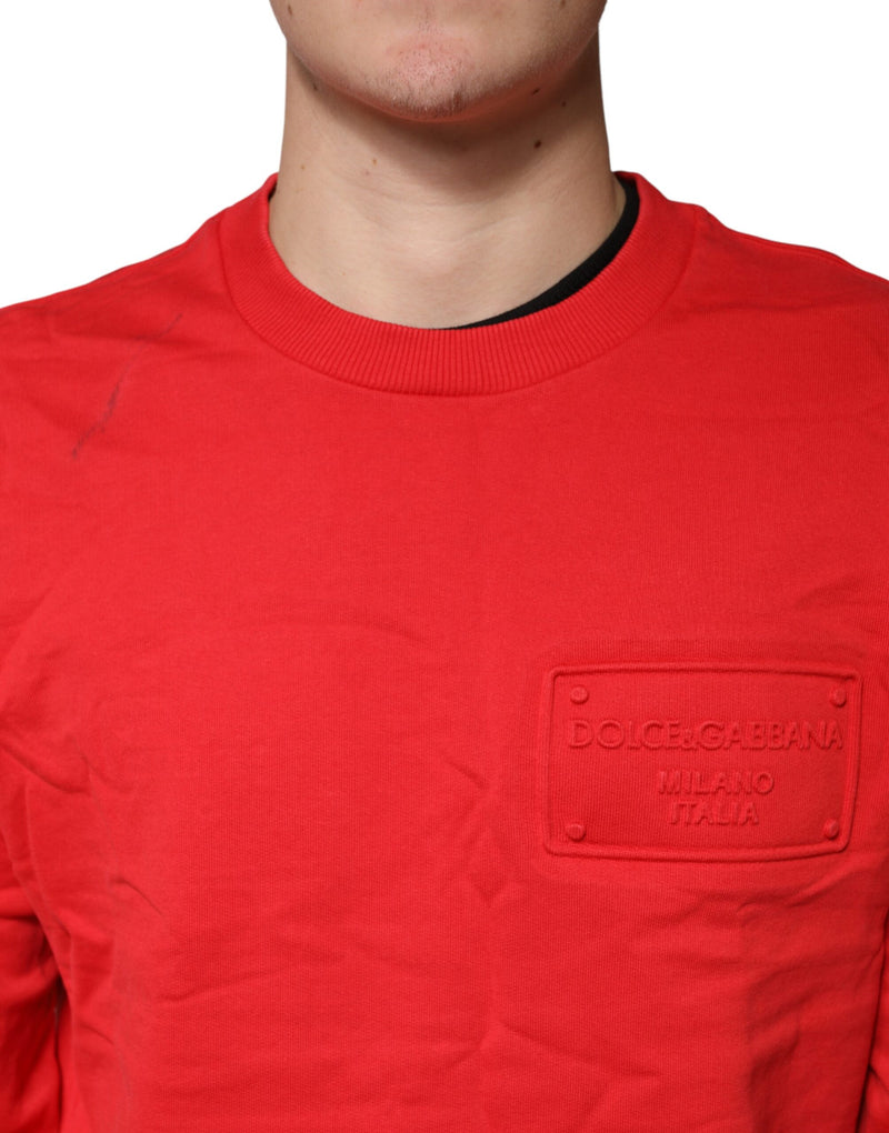 Dolce &amp; Gabbana Rode Logo Katoenen Sweatshirt Trui met Ronde Hals