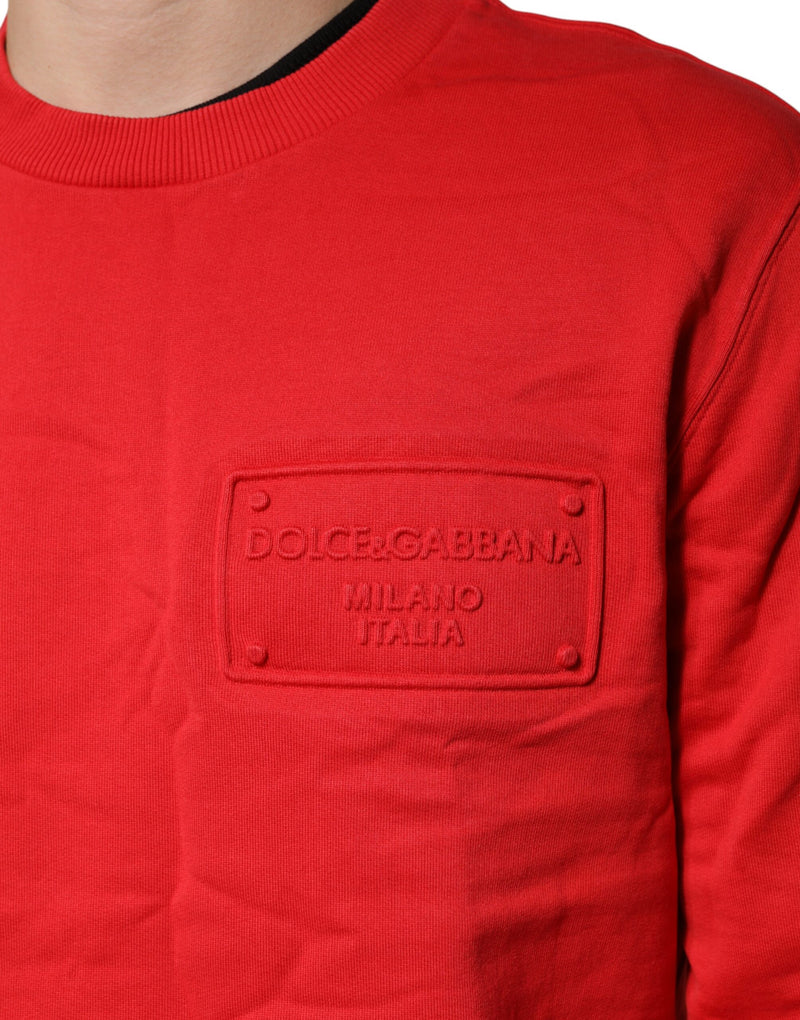 Dolce &amp; Gabbana Rode Logo Katoenen Sweatshirt Trui met Ronde Hals