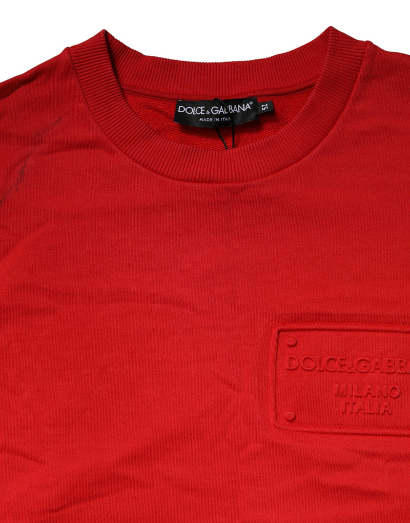 Dolce &amp; Gabbana Rode Logo Katoenen Sweatshirt Trui met Ronde Hals