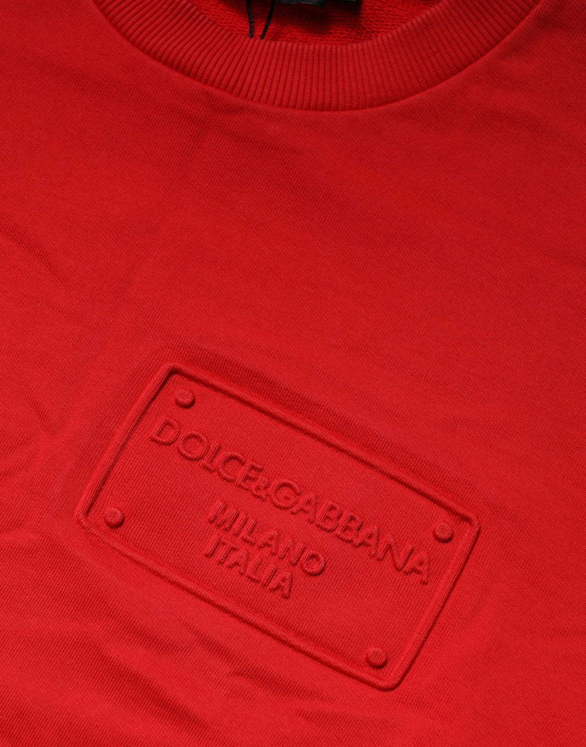 Sweat-shirt Dolce &amp; Gabbana rouge à logo en coton, col rond