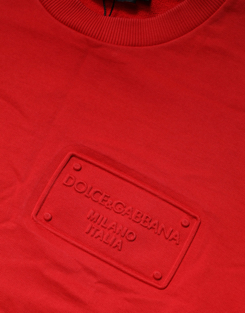 Dolce &amp; Gabbana Rode Logo Katoenen Sweatshirt Trui met Ronde Hals