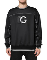 Pull en coton noir à col rond avec logo DG de Dolce &amp; Gabbana