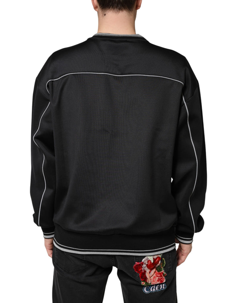 Pull en coton noir à col rond avec logo DG de Dolce &amp; Gabbana