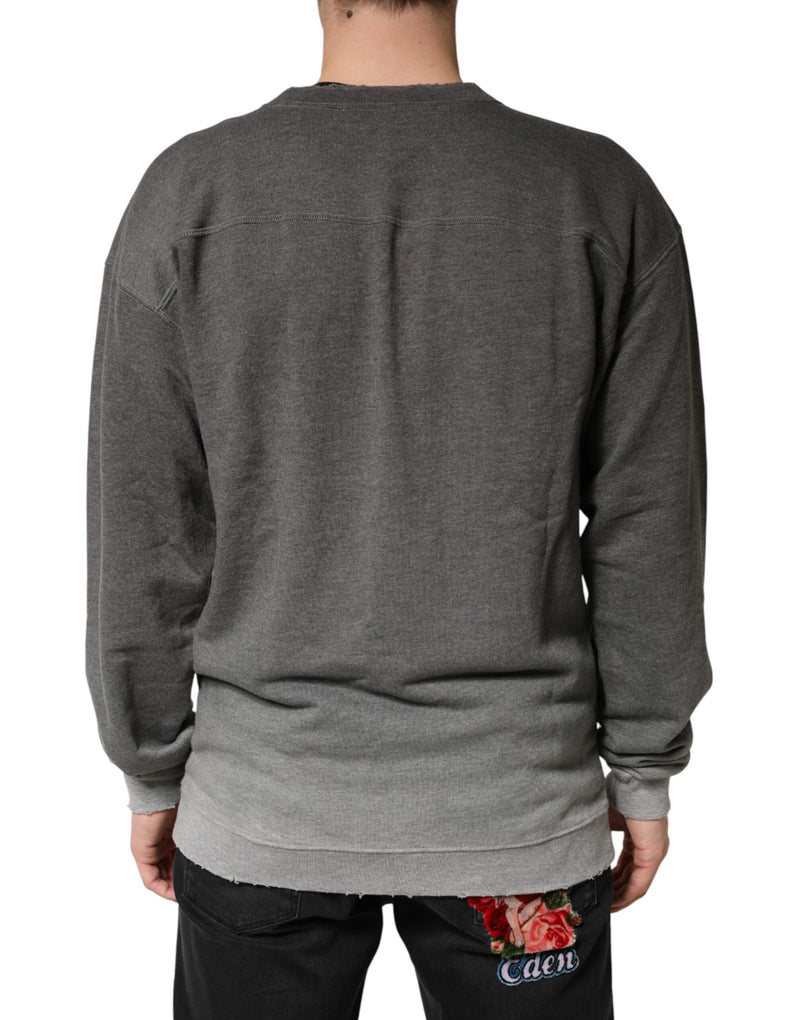 Dolce &amp; Gabbana Grijze Katoenen Ronde Hals Heren Sweatshirt Trui