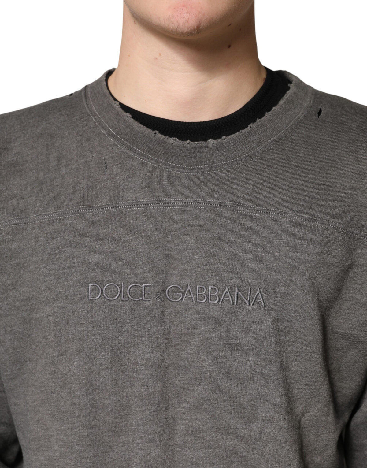 Sweat-shirt Dolce &amp; Gabbana gris en coton à col rond pour homme