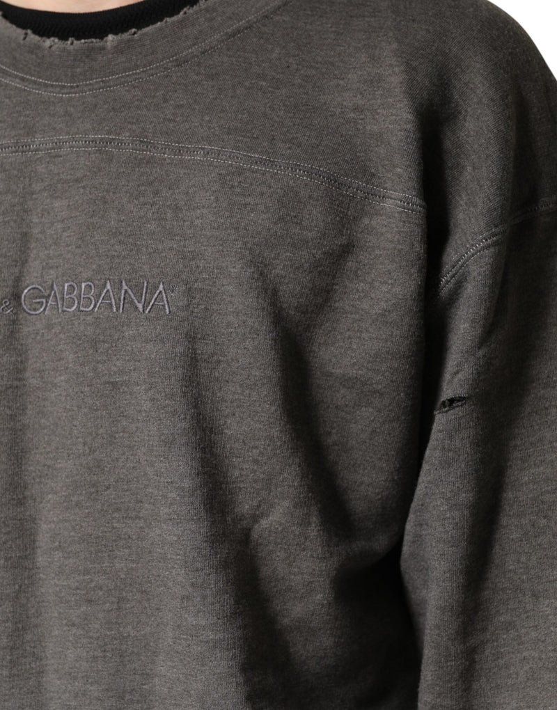 Dolce &amp; Gabbana Grijze Katoenen Ronde Hals Heren Sweatshirt Trui