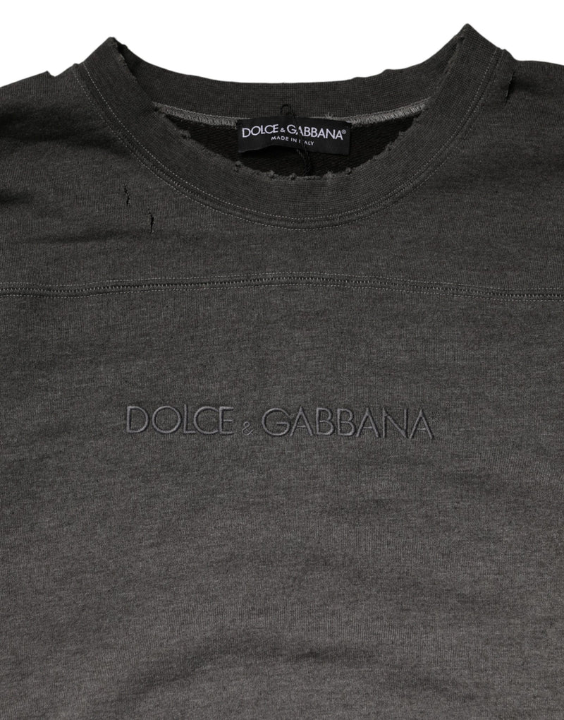 Dolce &amp; Gabbana Grijze Katoenen Ronde Hals Heren Sweatshirt Trui