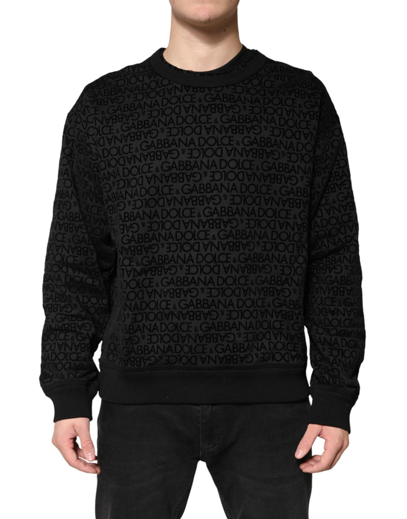 Sweat-shirt Dolce &amp; Gabbana noir à col rond monogrammé