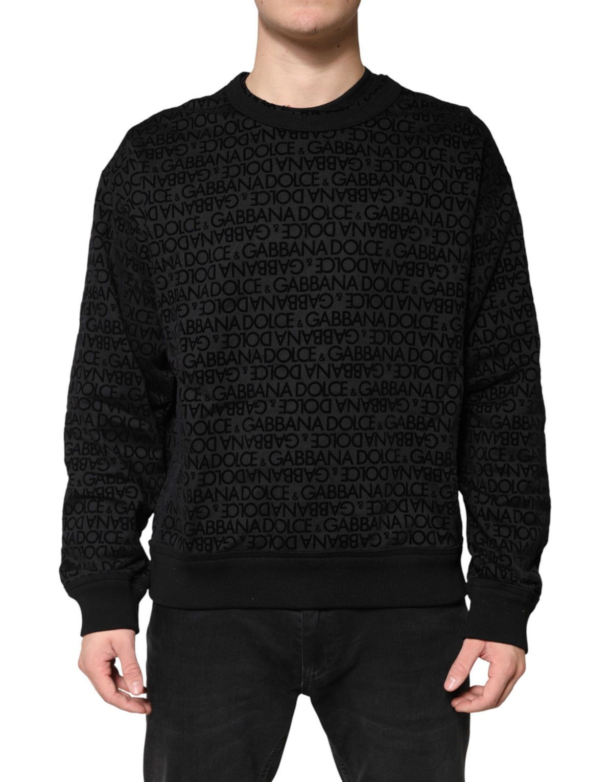 Sweat-shirt Dolce &amp; Gabbana noir à col rond monogrammé