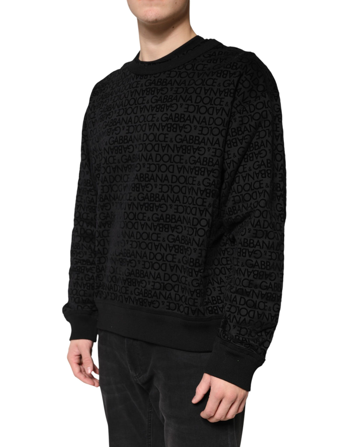 Sweat-shirt Dolce &amp; Gabbana noir à col rond monogrammé