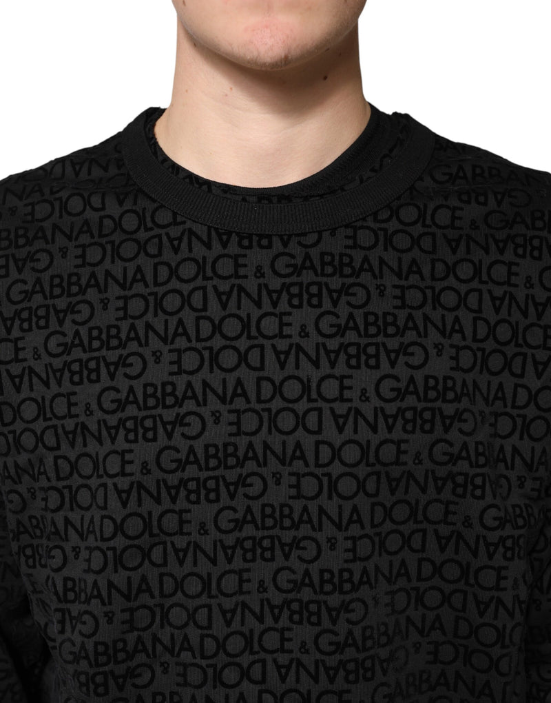 Sweat-shirt Dolce &amp; Gabbana noir à col rond monogrammé