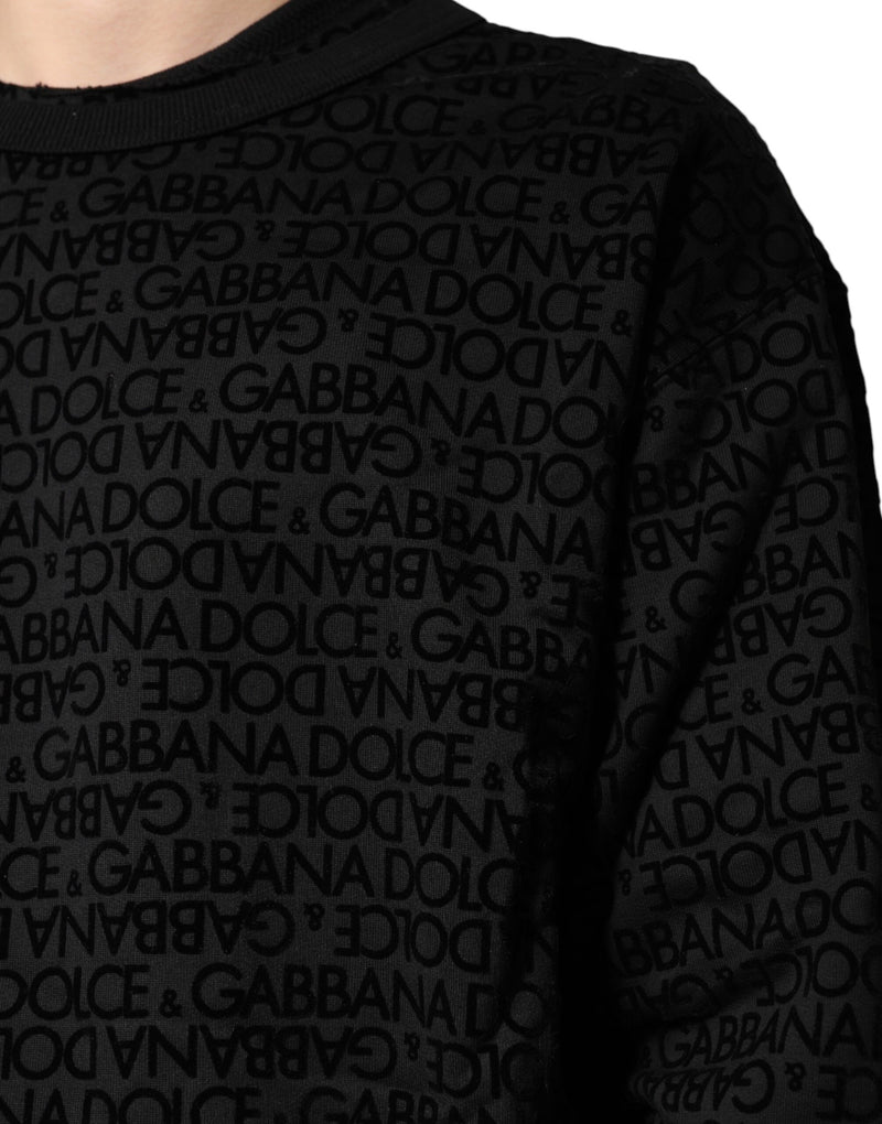Sweat-shirt Dolce &amp; Gabbana noir à col rond monogrammé