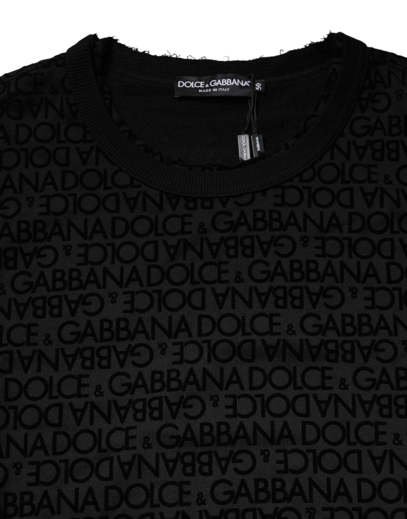 Sweat-shirt Dolce &amp; Gabbana noir à col rond monogrammé