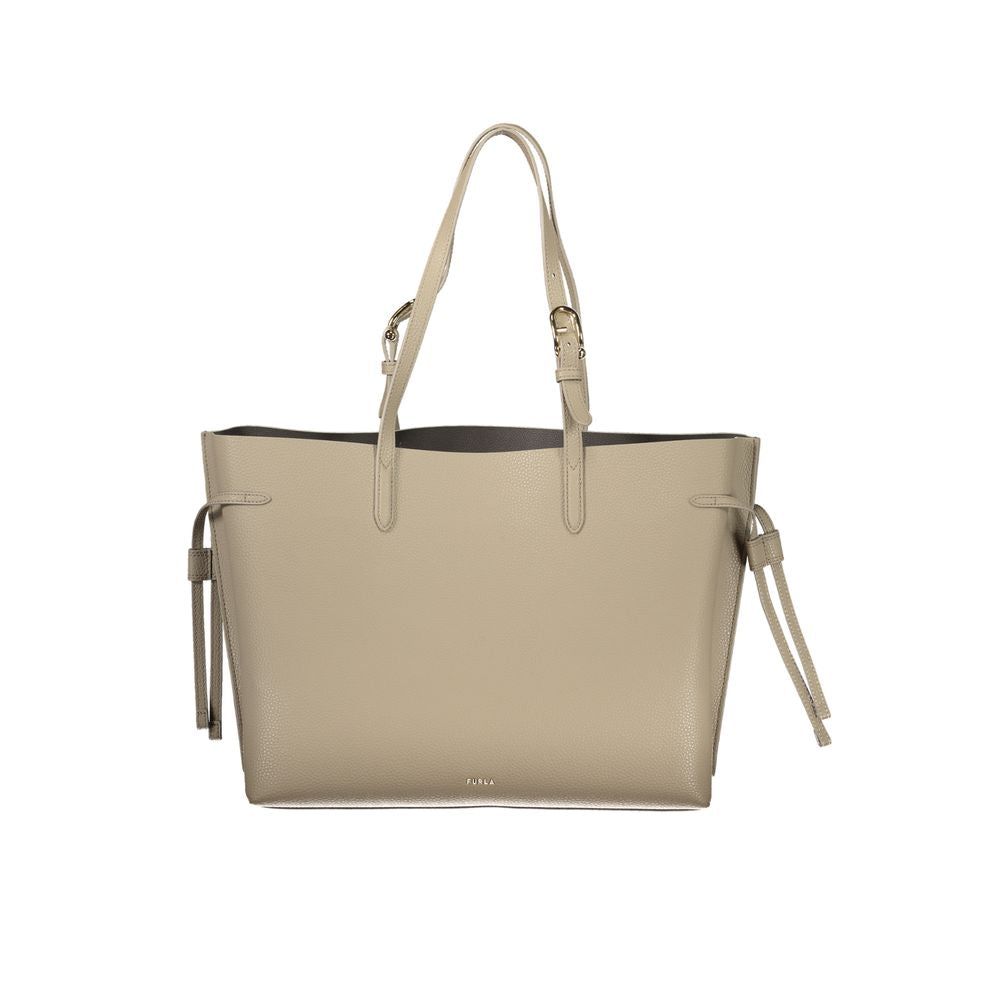 Furla B Tonie Sac en Cuir Beige pour Femmes