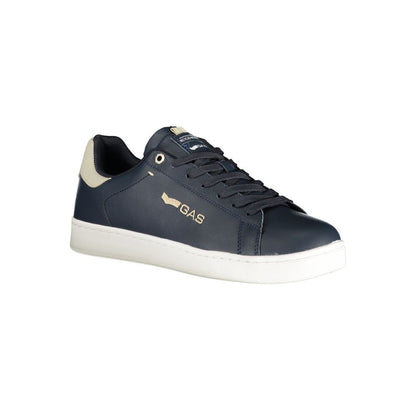 Gas Blue Polyurethane Men Sneaker