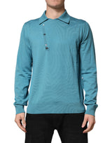 Pull polo en laine bleu sarcelle Dolce &amp; Gabbana