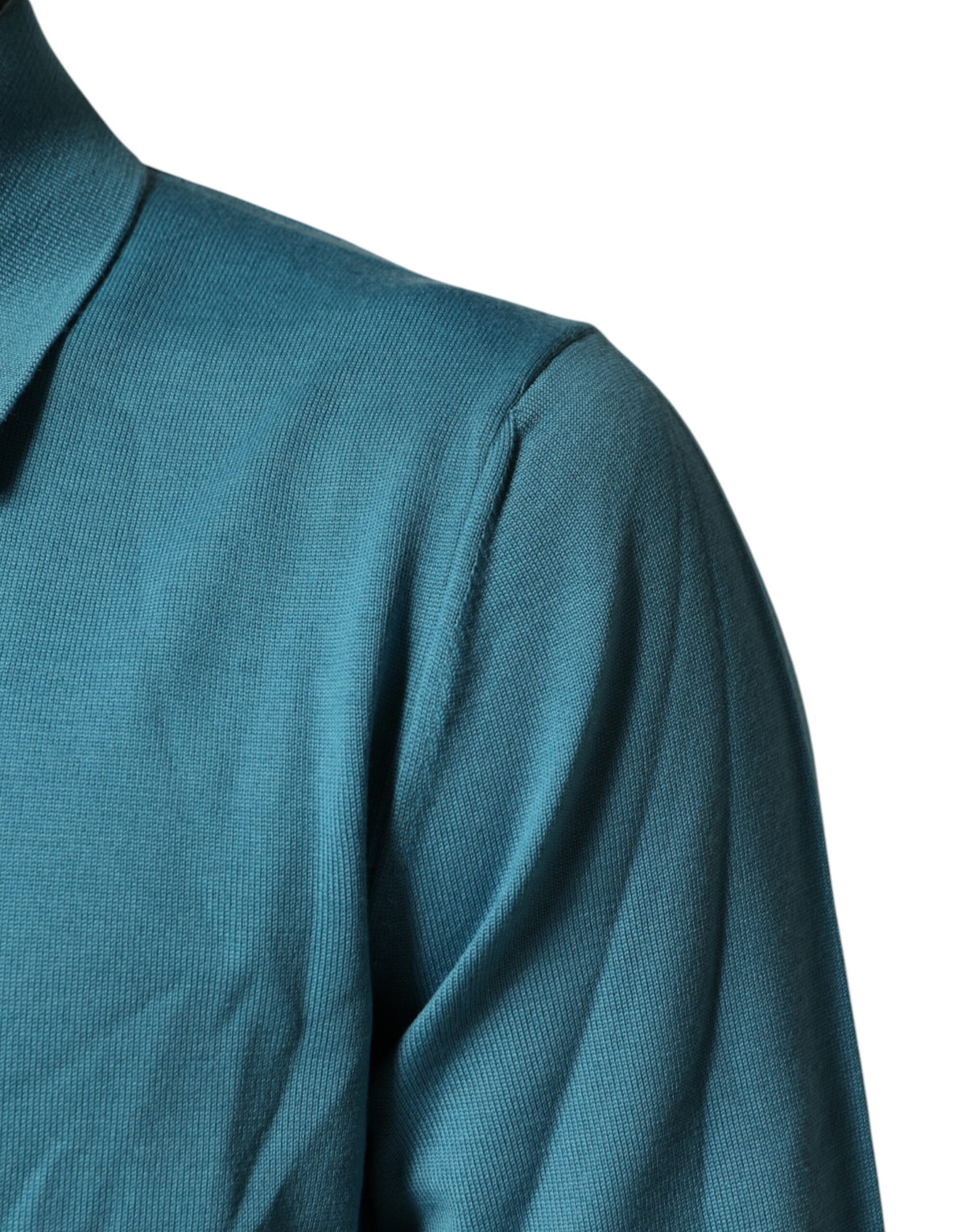 Pull polo en laine bleu sarcelle Dolce &amp; Gabbana