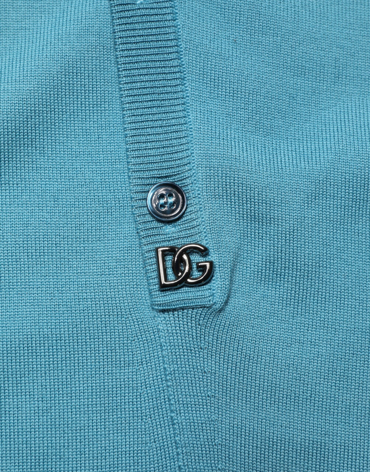 Pull polo en laine bleu sarcelle Dolce &amp; Gabbana
